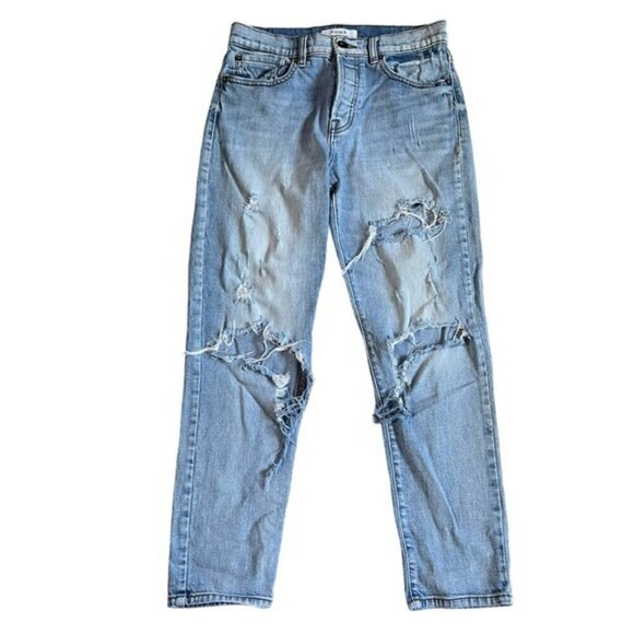 Pistola Blue Light Wash Distressed Straight Jeans US 26